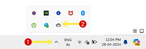 Click on OneDrive icon from system tray