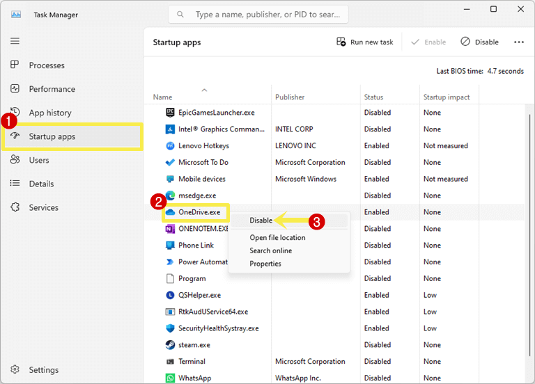 Disable OneDrive on Startup