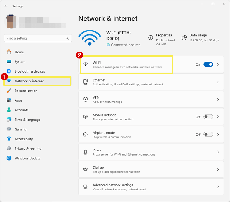 Open WiFi from Network and Internet