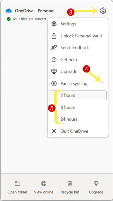 Pause OneDrive SYNC