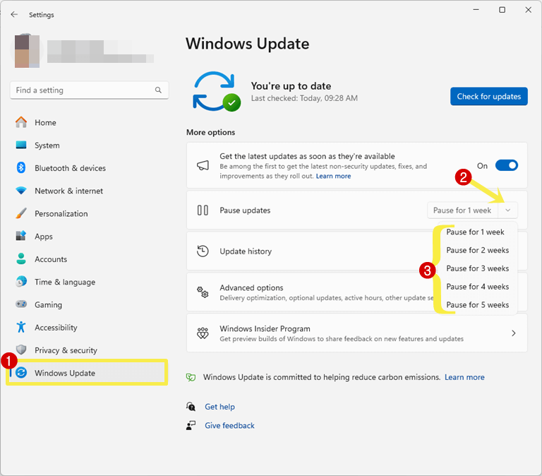 Pause Windows 11 updates