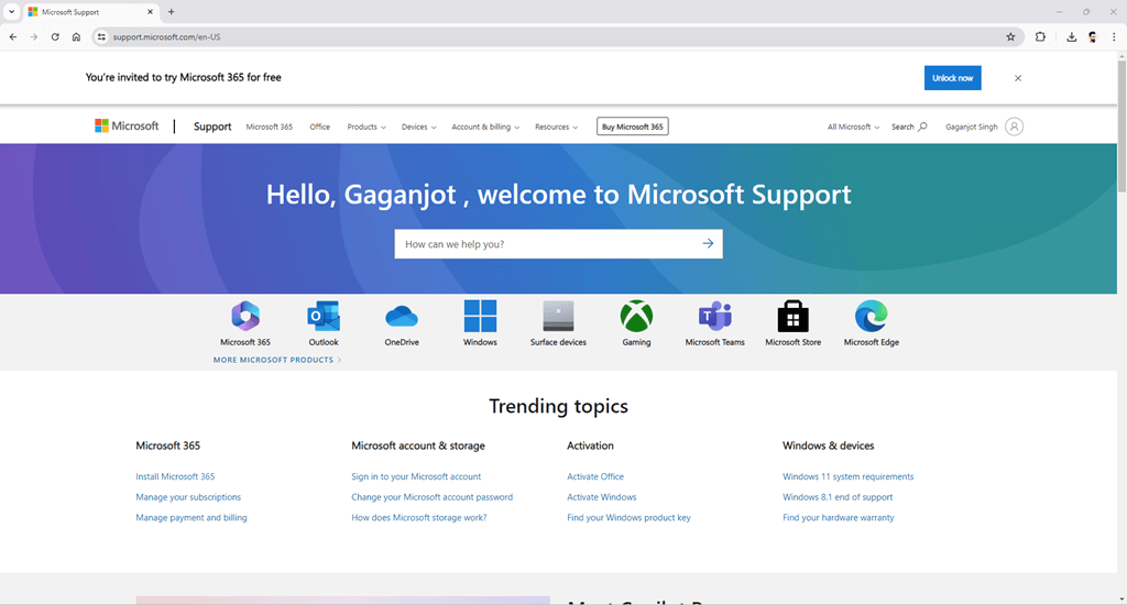Use support.microsoft.com to Find Solutions