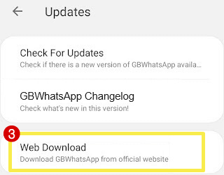 Select Web Download option to update