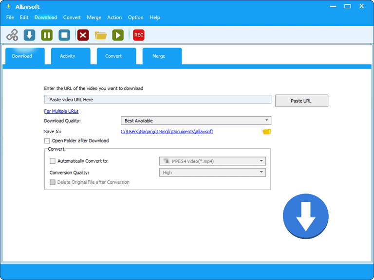 Allavsoft Main Window