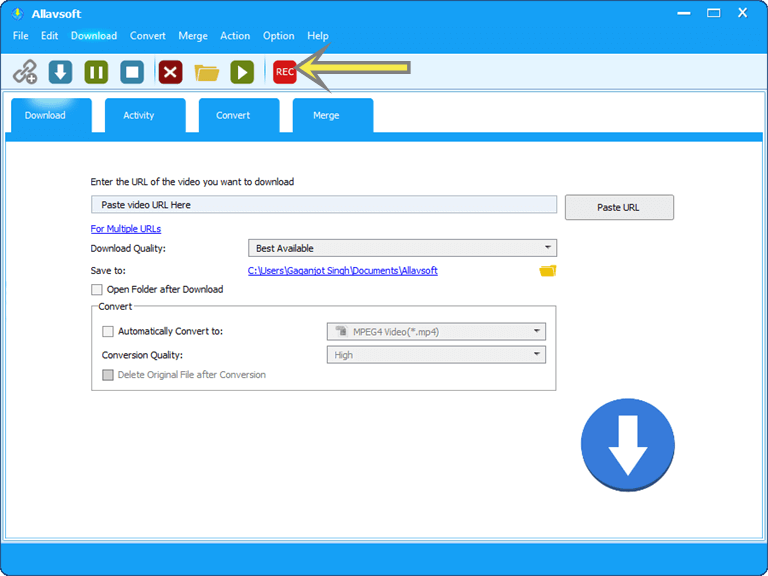 Click on REC button to record the screen