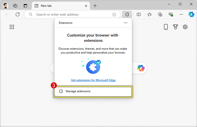 Click on Manage Extension from popup