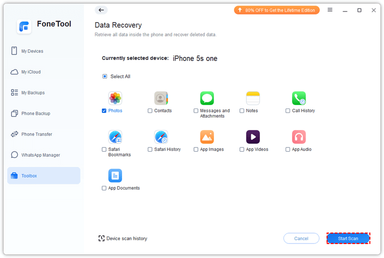 Select Device and start scan