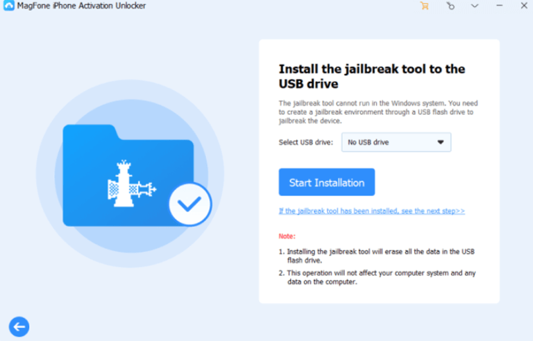Click on Start Installation button on Windows