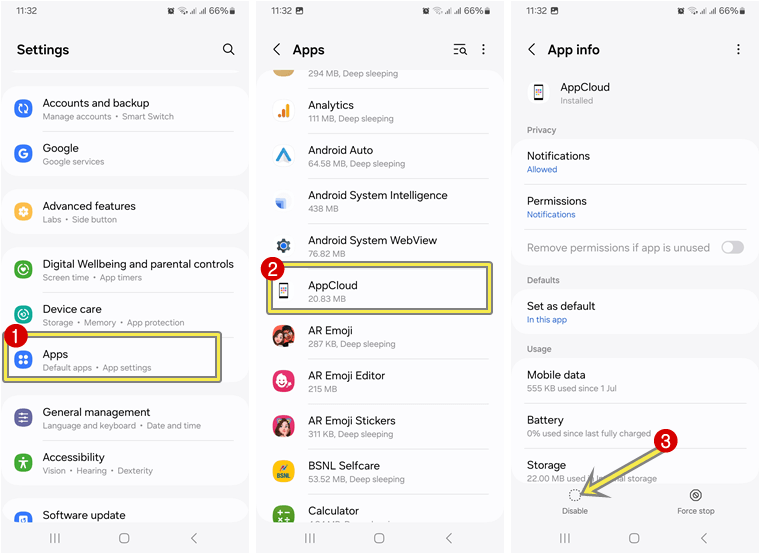 Disable Pre-installed Apps