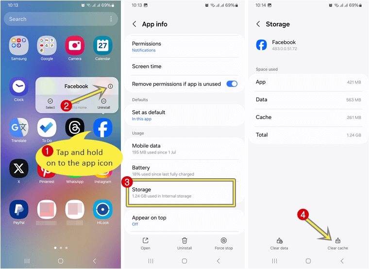 Remove Cache Data of Apps on Samsung Android phone