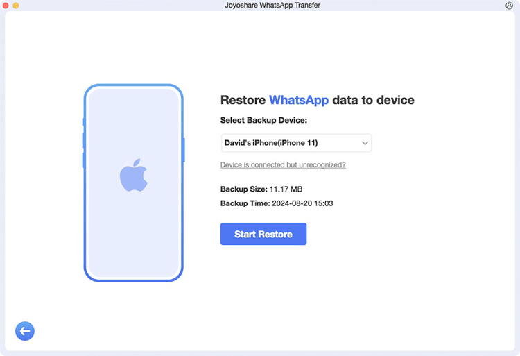 Start WhatsApp Restore