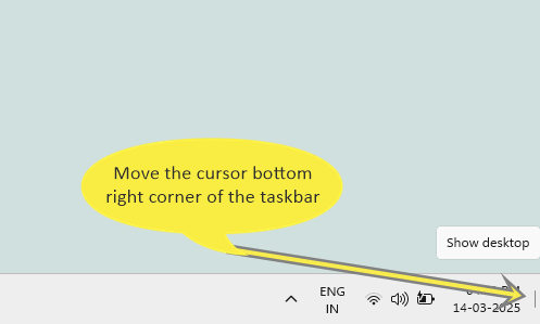 Minimize all windows using show desktop button on taskbar