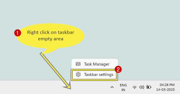 Right click on taskbar and open Taskbar Settings