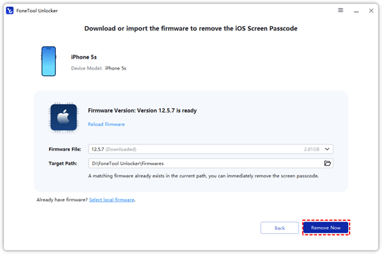 Remove password by clicking on Remove now button