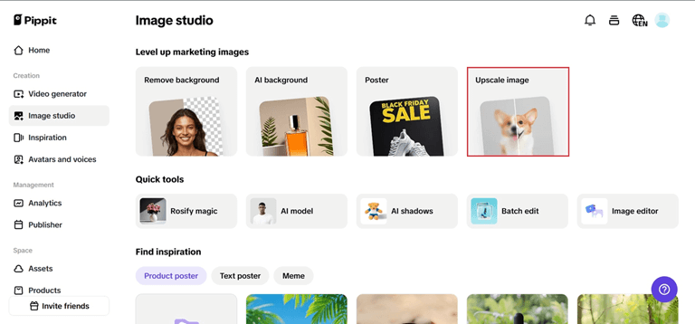 Upload your images to pippit