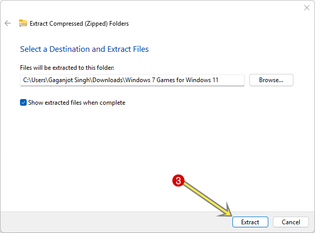 Click on Extract button