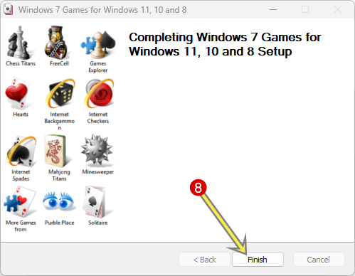 Click on the Finish button