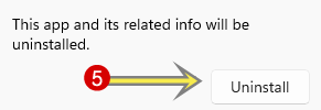 Click on the Uninstall button again