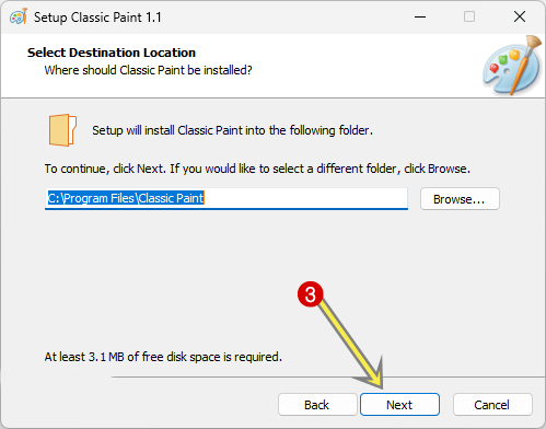 Select destination and click on Next