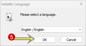 Select the language and click on the OK button
