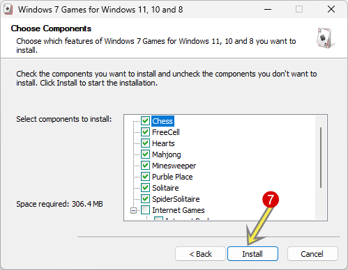 click on the Install button from choose components