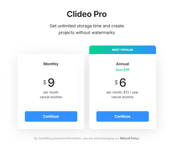 Clideo Pricing