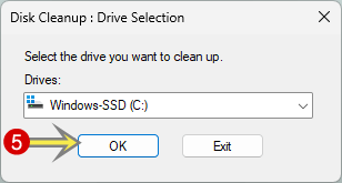 Again Click on Ok from Disk Clean up selecting drive popup