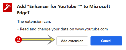 Click on Add Extension button from popup