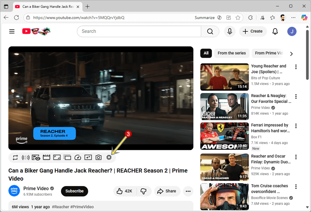 Click on Gear icon of Enhancer for YouTube controls