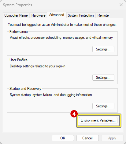 Click on the Environment Variables