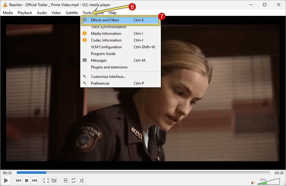 From VLC menu click Tools then Effects and Filters