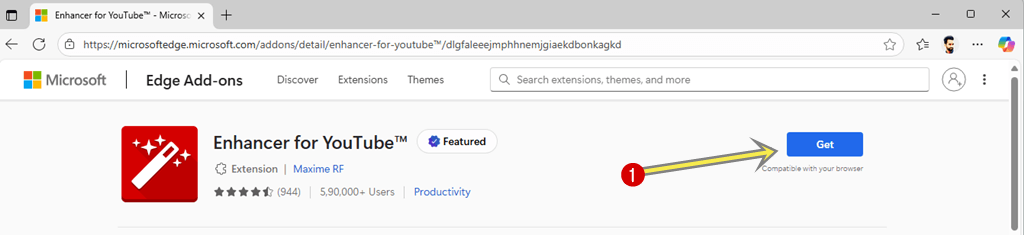 Open Enhancer for YouTube and click on Get button