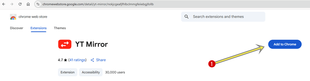 Open YT Mirror extension and click on Add to Chrome button