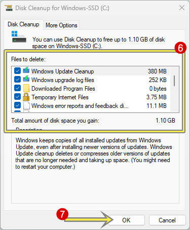 Select the options and click on OK button