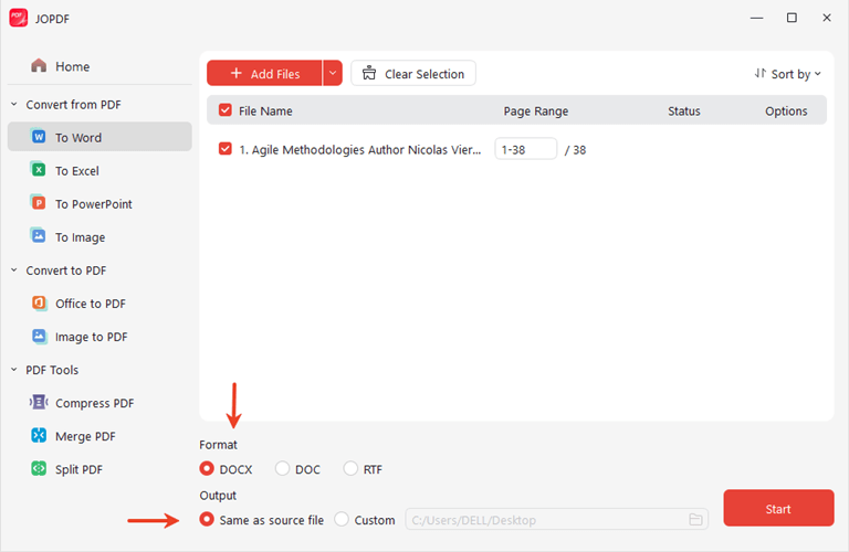 Select Format and click in Start button