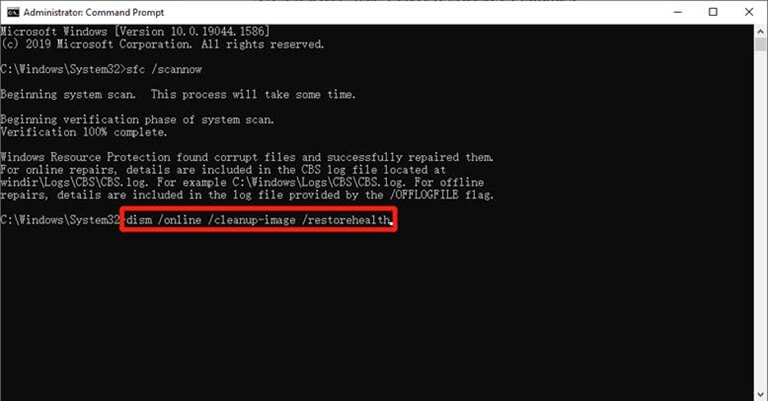 Type dism online cleanup-image restorehealth command