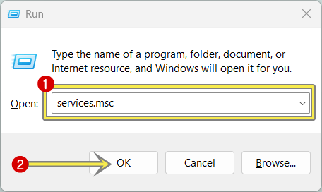 Type services.msc Run command prompt