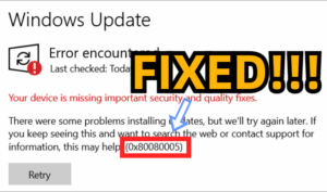 Windows Update Error 0x80080005