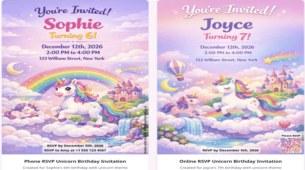 How to Design a Magical Unicorn Birthday Invitation Using Birthday Invitation AI