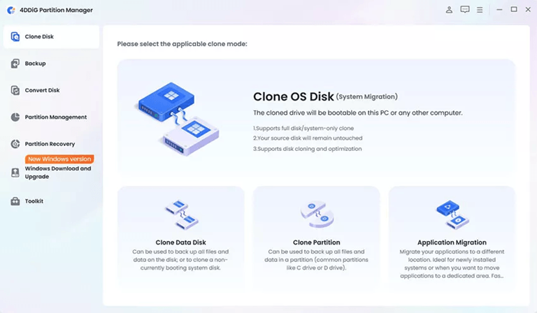 Launch the program and select the “Clone Disk” option from the main interface.
