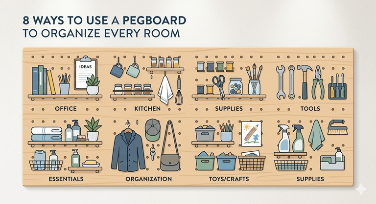 8 Ways to Use a Pegboard To Organize Every Room