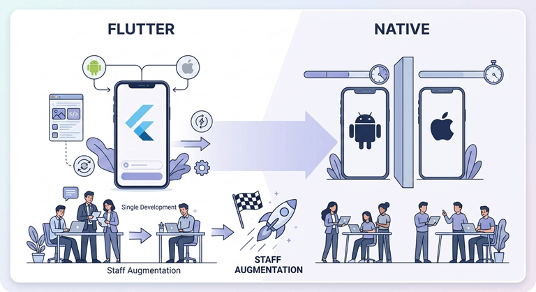 Flutter vs Native Why Staff Augmentation Teams Choose Cross-Platform for Faster Product Delivery