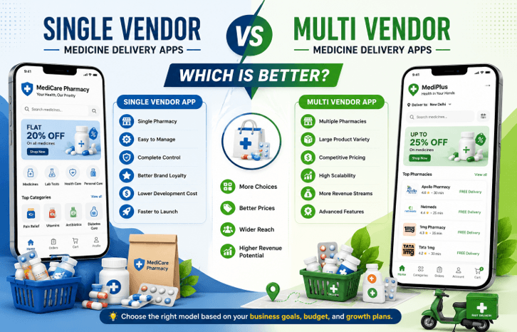 Single Vendor vs Multi Vendor Medicine Delivery Apps Which is Better