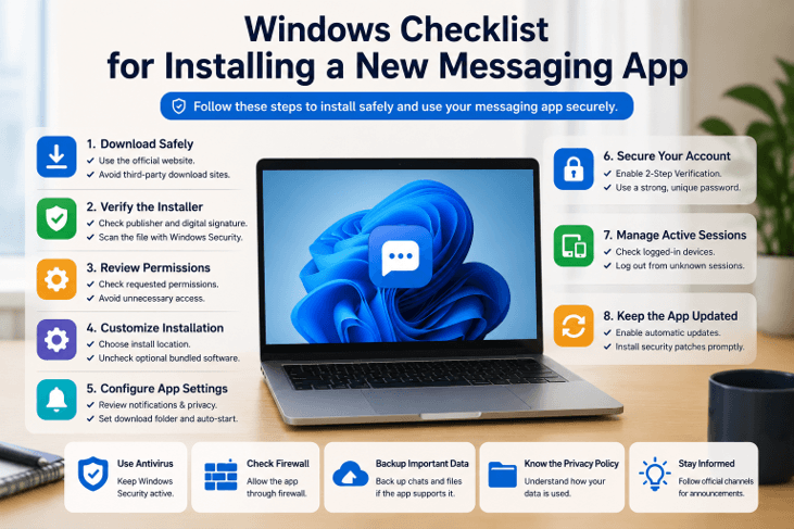 A Practical Windows Checklist for Installing a New Messaging App Safely