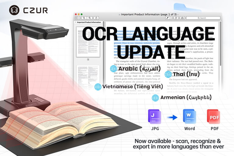 CZUR ET Max Languages