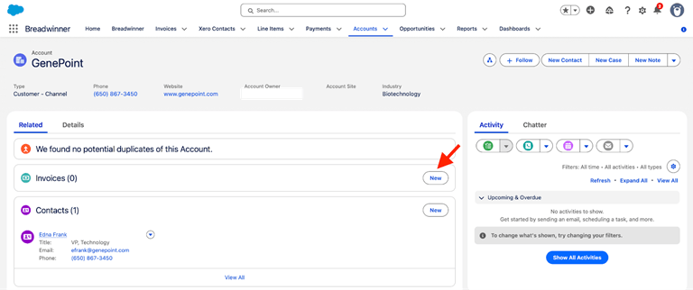 Create Invoice in Salesforce