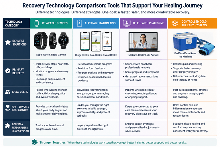 Recovery Technology comparision tools that support healing journy