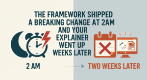 The Framework Shipped a Breaking Change at 2am and Your Explainer Went Up Two Weeks Later