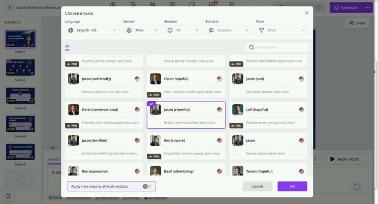 Add Your Script and Select a Voice Style
