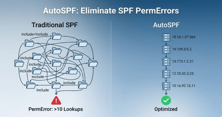 AutoSPF — Automated SPF Flattening to Reduce DNS Lookups, Prevent SPF PermErrors, and Improve Email Deliverability